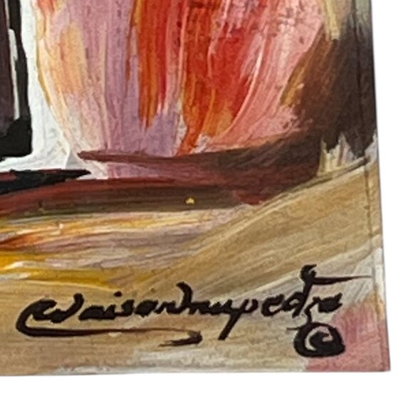 ORIGINAL ART Acrylic Painting on Paper "Splendid Lovers" Fat Botttomed Girl - Picture 3 of 8